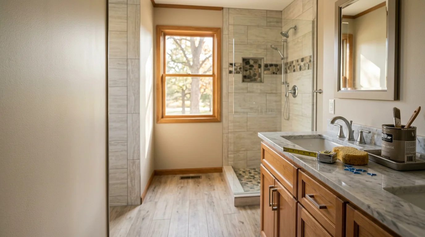 Modern bathroom with updated fixtures and finishes