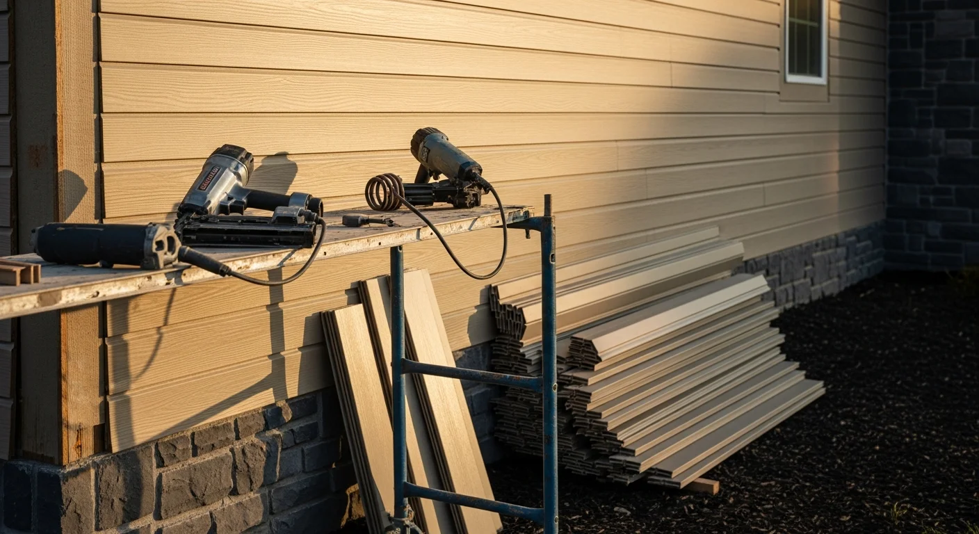Siding contractor installing new residential siding
