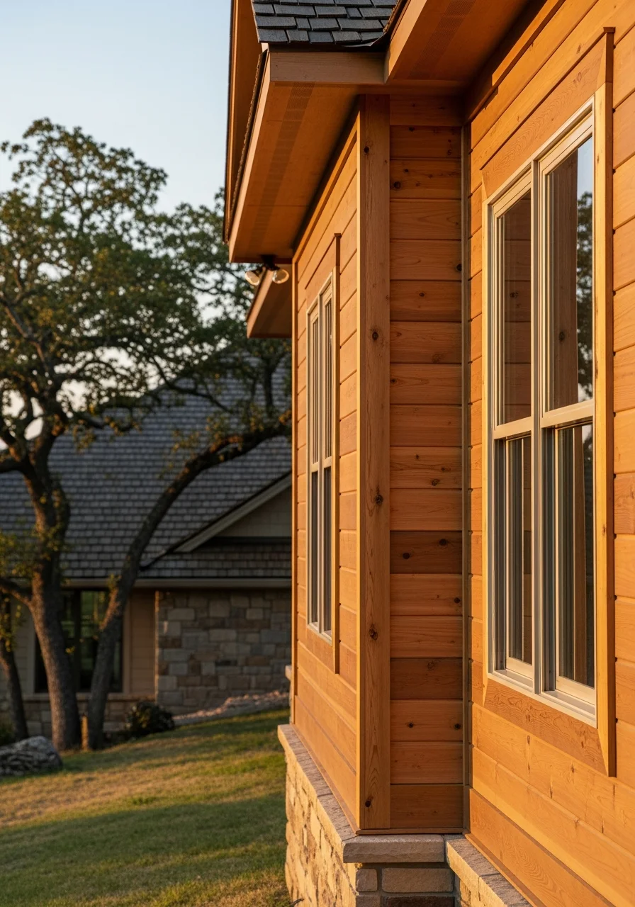 Detail shot of quality work on a Branson West home exterior.