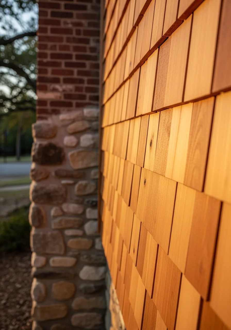 Close-up of quality craftsmanship on a home exterior in a quiet Galena neighborhood.